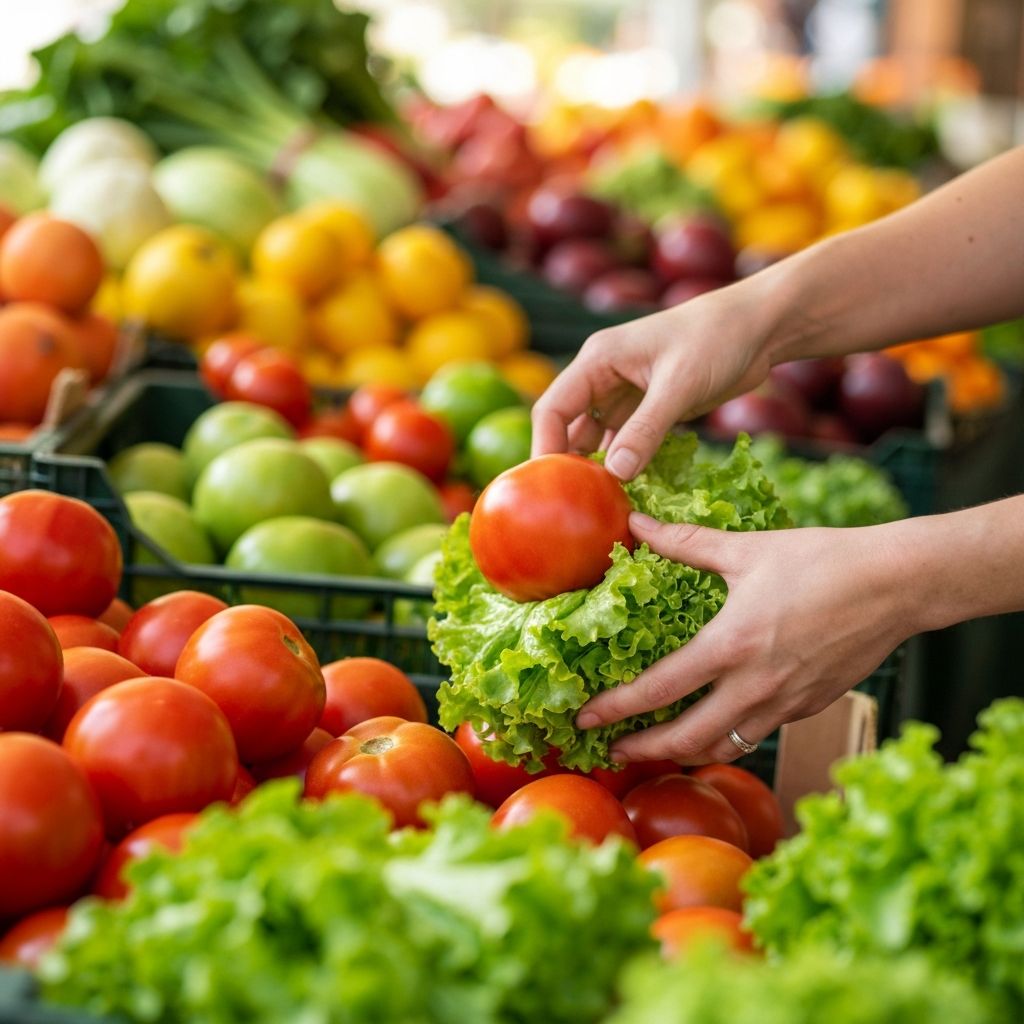Selecting fresh vegetables and fruits